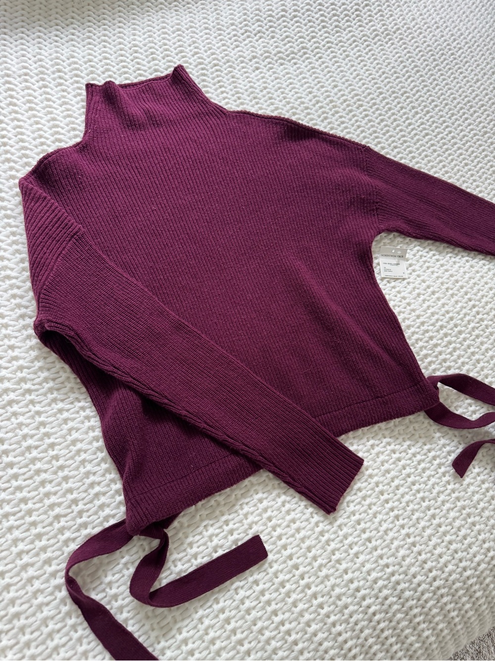 BCBGMaxAzria Plum Turtleneck Tie-Hem Sweater